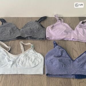 Women's Size Large Comfortable Bra Set- Gray, Purple, Light Blue -(4) Piece